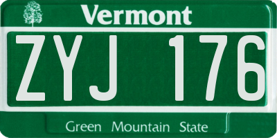 VT license plate ZYJ176