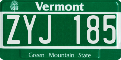 VT license plate ZYJ185