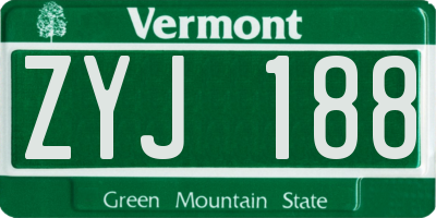 VT license plate ZYJ188