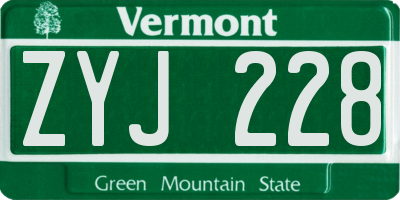 VT license plate ZYJ228