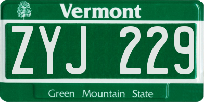VT license plate ZYJ229