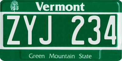 VT license plate ZYJ234