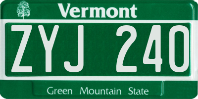 VT license plate ZYJ240