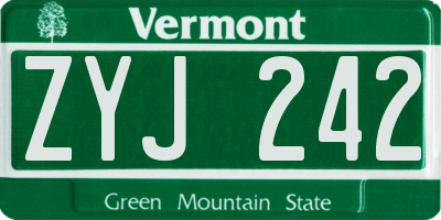 VT license plate ZYJ242