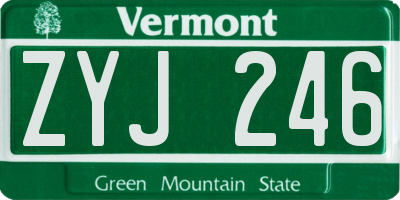 VT license plate ZYJ246