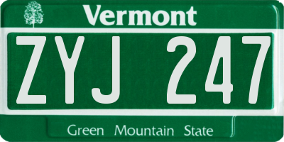 VT license plate ZYJ247