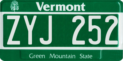 VT license plate ZYJ252