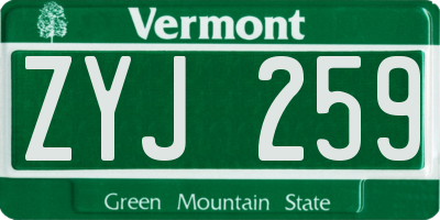 VT license plate ZYJ259