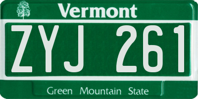 VT license plate ZYJ261