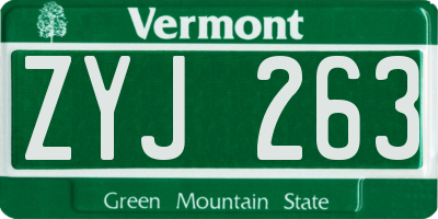 VT license plate ZYJ263