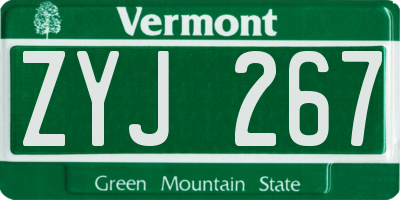 VT license plate ZYJ267