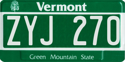 VT license plate ZYJ270
