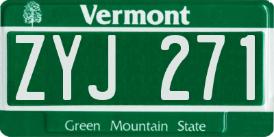 VT license plate ZYJ271