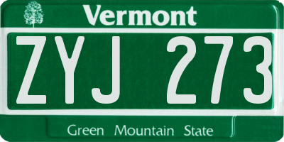 VT license plate ZYJ273