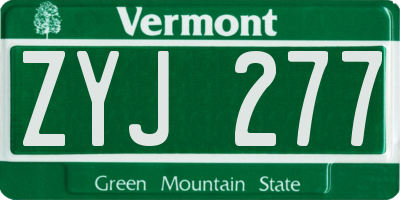 VT license plate ZYJ277