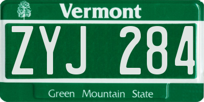 VT license plate ZYJ284