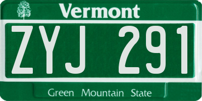 VT license plate ZYJ291