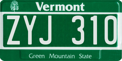 VT license plate ZYJ310