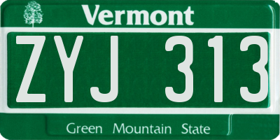 VT license plate ZYJ313
