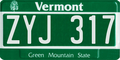 VT license plate ZYJ317