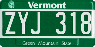 VT license plate ZYJ318