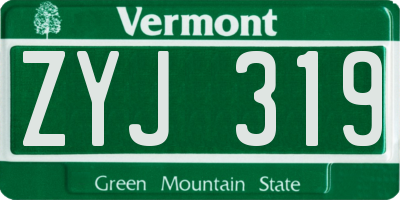 VT license plate ZYJ319