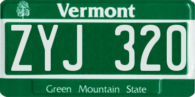 VT license plate ZYJ320