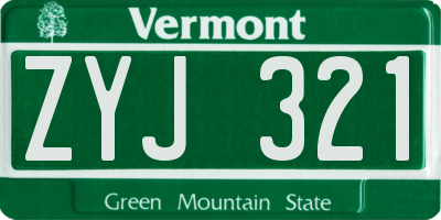 VT license plate ZYJ321