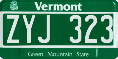 VT license plate ZYJ323