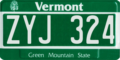 VT license plate ZYJ324