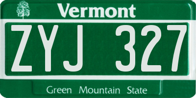 VT license plate ZYJ327