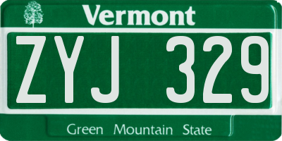 VT license plate ZYJ329