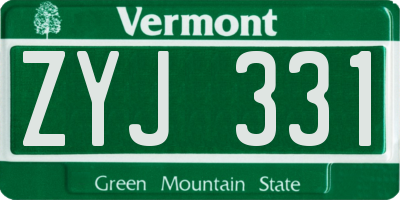 VT license plate ZYJ331