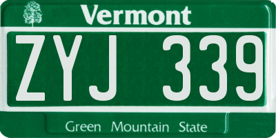 VT license plate ZYJ339