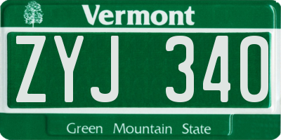 VT license plate ZYJ340
