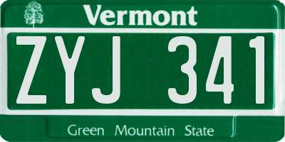VT license plate ZYJ341
