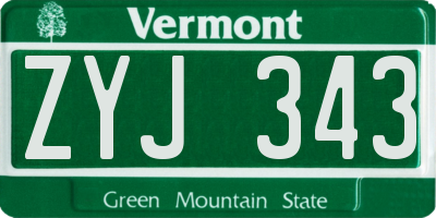 VT license plate ZYJ343