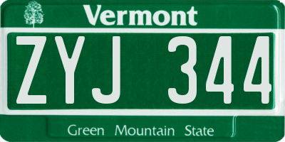 VT license plate ZYJ344