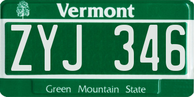 VT license plate ZYJ346