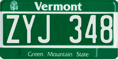 VT license plate ZYJ348