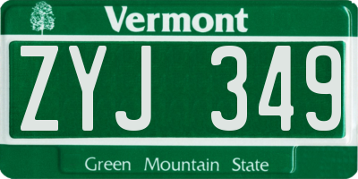 VT license plate ZYJ349