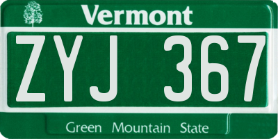 VT license plate ZYJ367