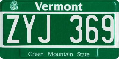 VT license plate ZYJ369