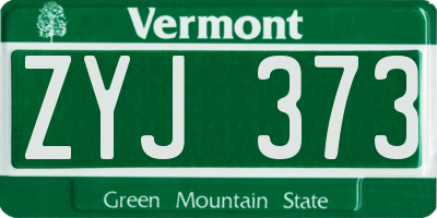 VT license plate ZYJ373