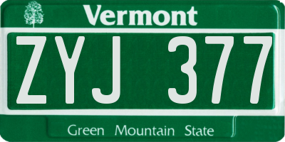 VT license plate ZYJ377
