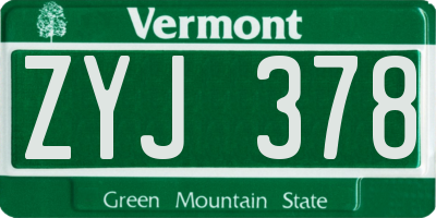 VT license plate ZYJ378