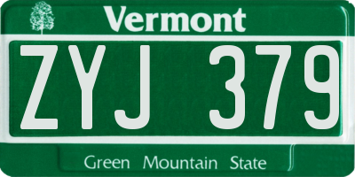VT license plate ZYJ379
