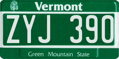 VT license plate ZYJ390