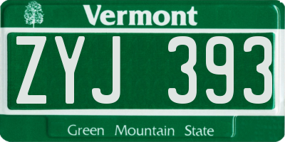 VT license plate ZYJ393