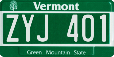 VT license plate ZYJ401